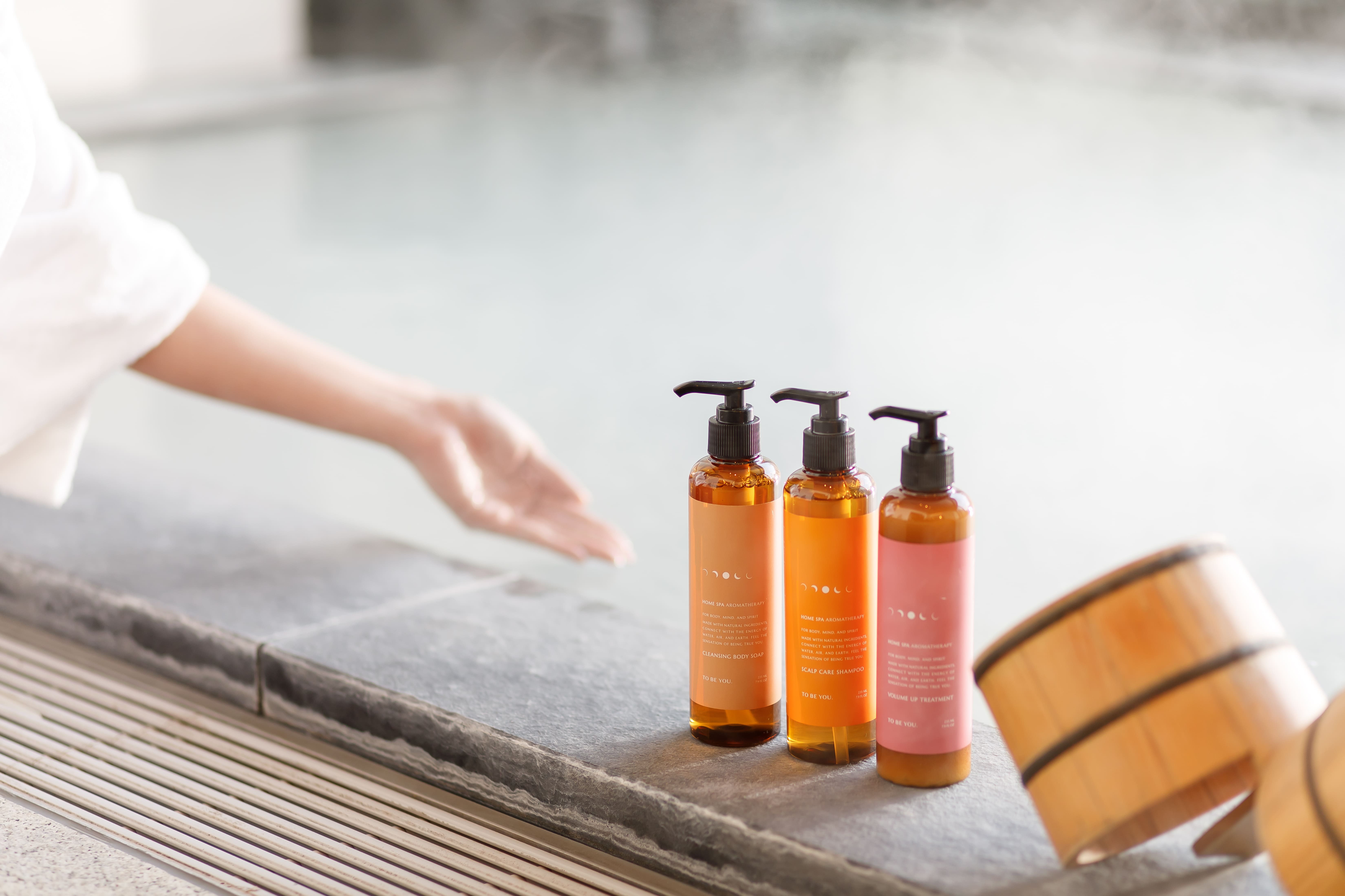 Bath amenities at spa facilities